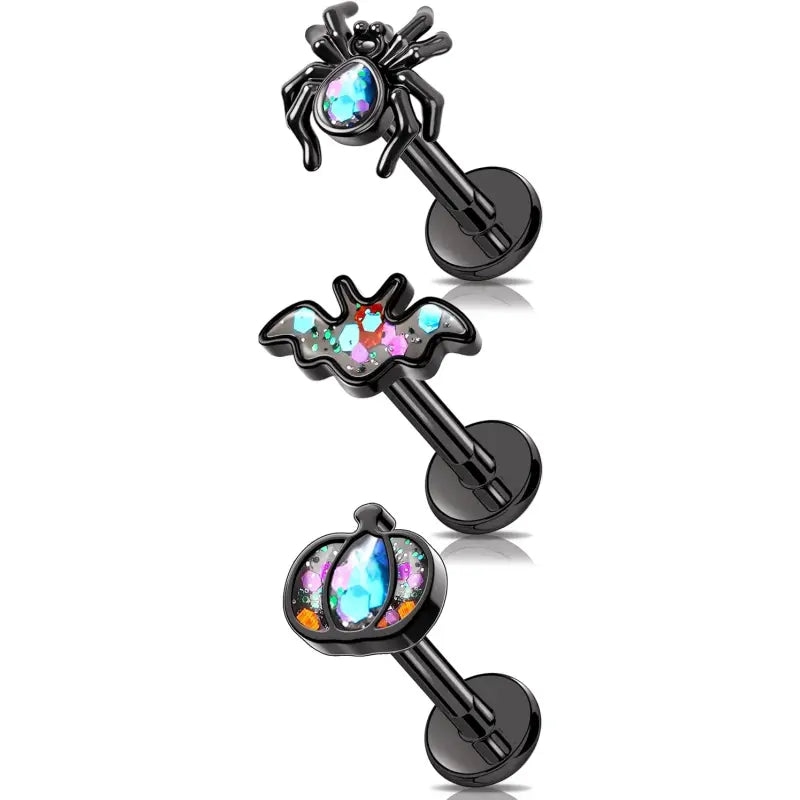 3PCS 16G Halloween Bat Helix Earrings Set for Women