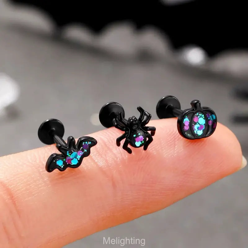 3PCS 16G Halloween Bat Helix Earrings Set for Women