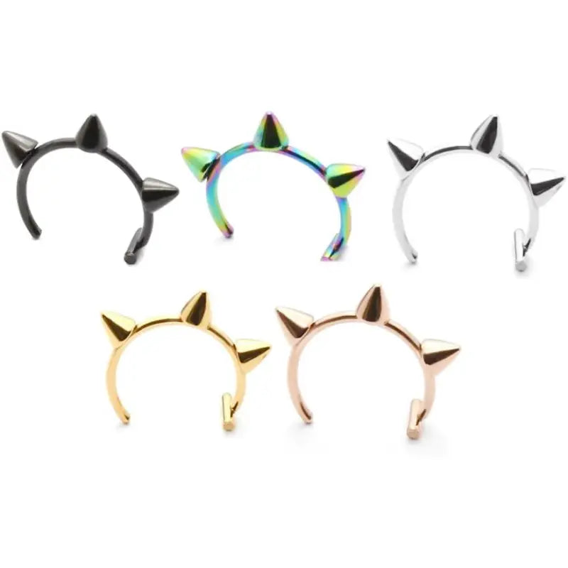 5PCS Spike Fake Lip Rings – Non Piercing Stainless Steel
