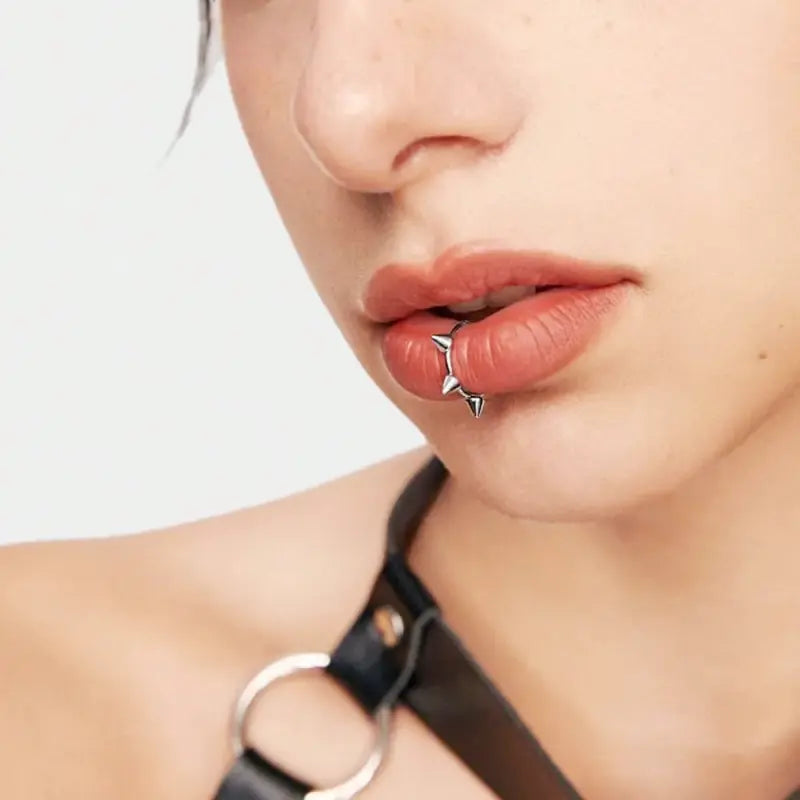 5PCS Spike Fake Lip Rings – Non Piercing Stainless Steel