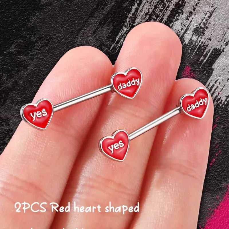 Devil Nipple Rings 4PCS – 316L Steel Letter Barbells