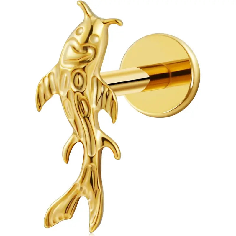 16G Titanium Gold, Titanium Silver Goldfish Earrings