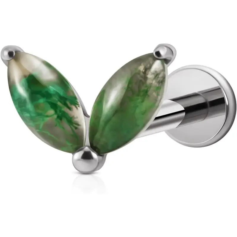 16G Titanium Green Opal Stud Earrings – Tragus Piercing