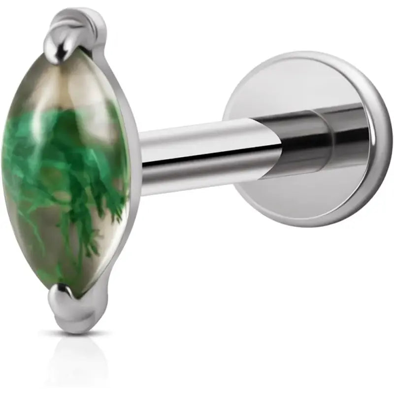 16G Titanium Green Opal Stud Earrings – Tragus Piercing