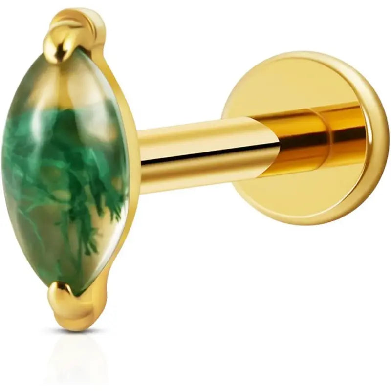 16G Titanium Green Opal Stud Earrings – Tragus Piercing