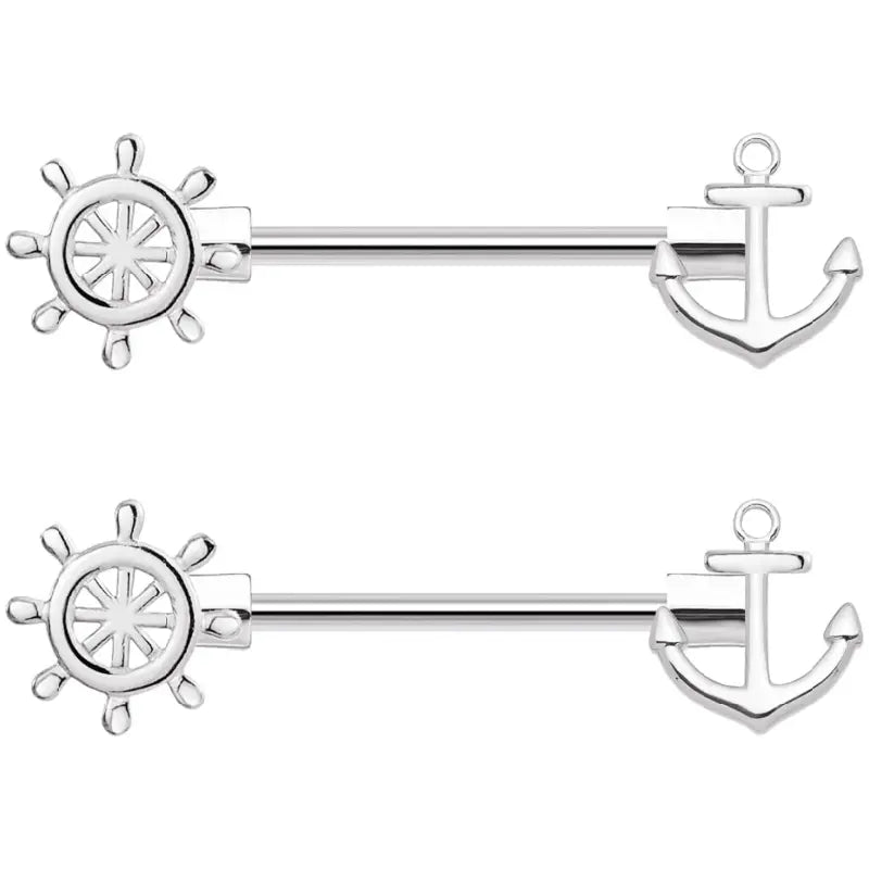 14G 2PS Nipple Rings - Anchor, Cuff, Arrow, Screw