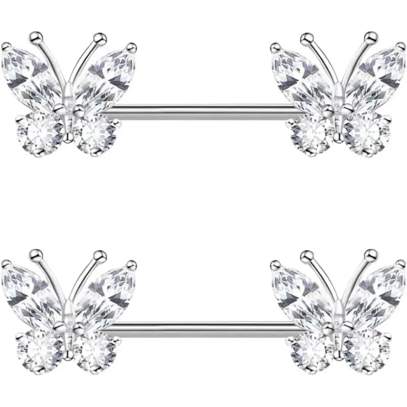 Medical Steel Butterfly Piercing Jewelry, Nipple Ring