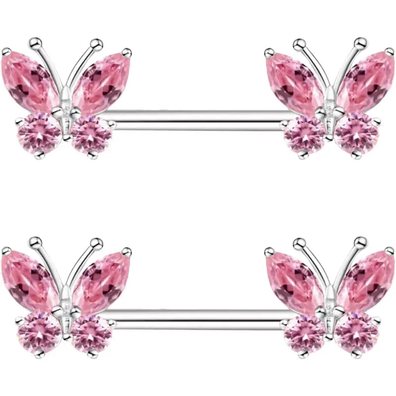 Medical Steel Butterfly Piercing Jewelry, Nipple Ring