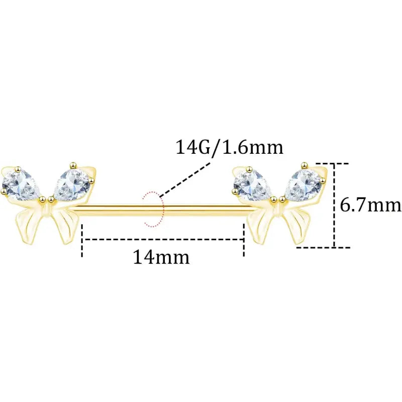 Medical Steel Butterfly Piercing Jewelry, Nipple Ring
