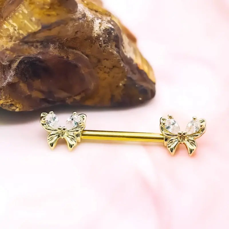 Medical Steel Butterfly Piercing Jewelry, Nipple Ring