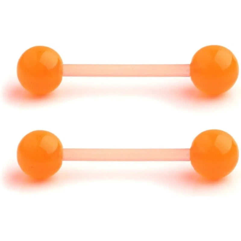 Flexible 14G Tongue Nipple Rings – Glow in the Dark Set