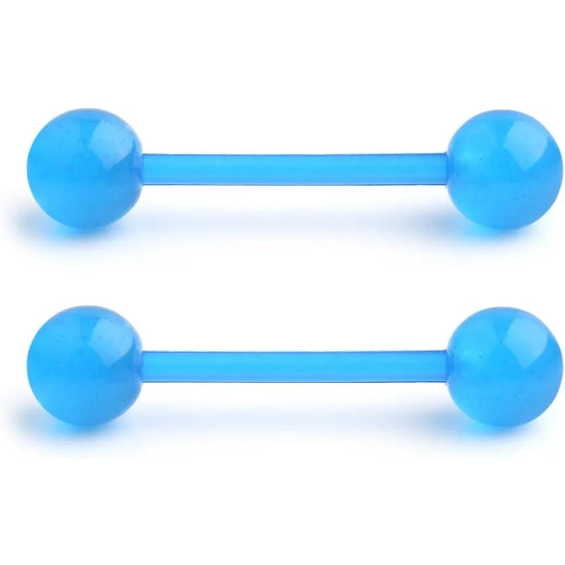 Flexible 14G Tongue Nipple Rings – Glow in the Dark Set