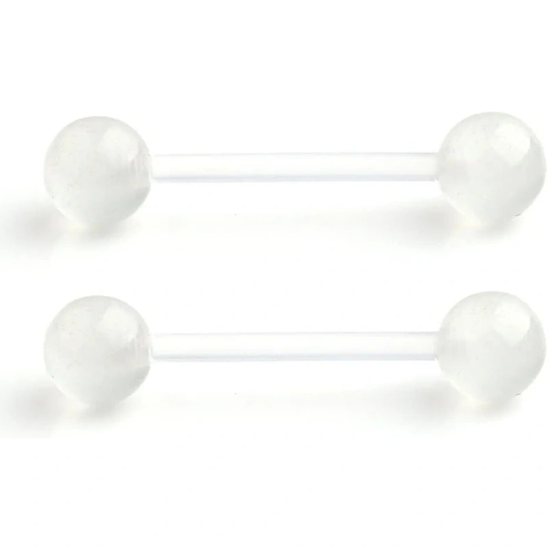 Flexible 14G Tongue Nipple Rings – Glow in the Dark Set