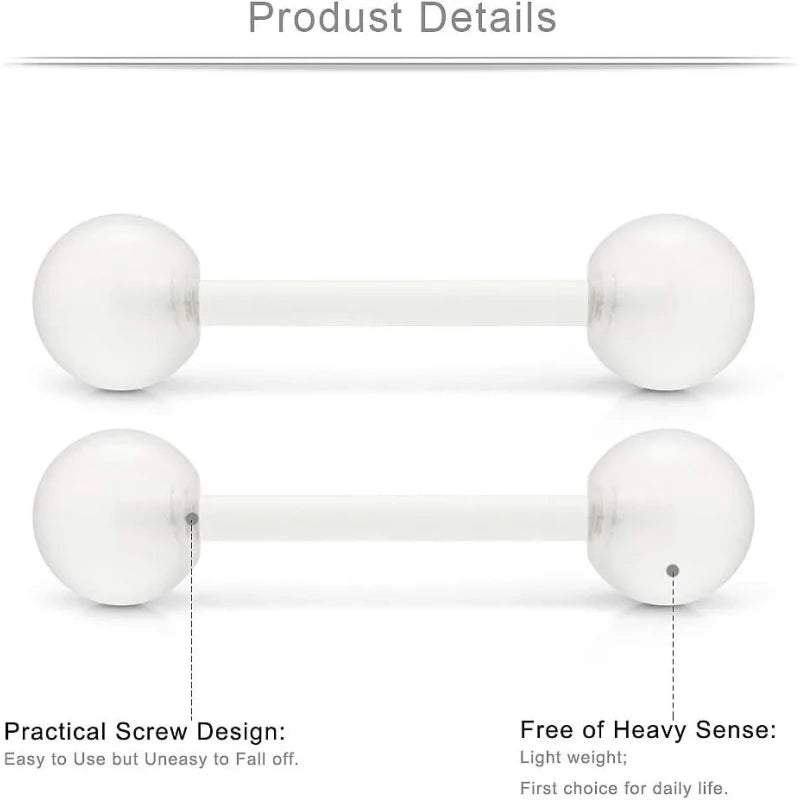 Flexible 14G Tongue Nipple Rings – Glow in the Dark Set