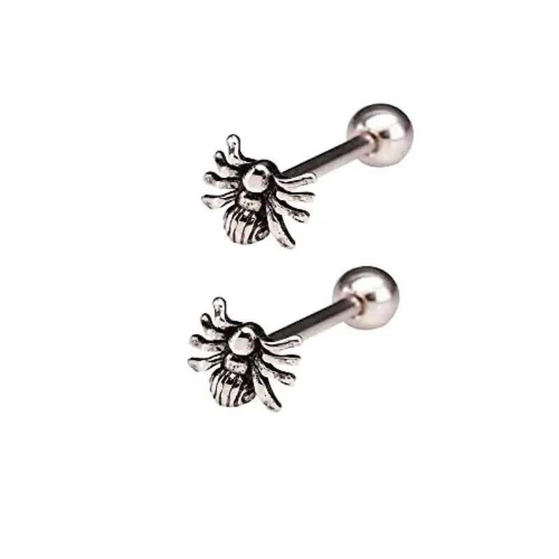 14G Spider Tongue Ring Barbell – Stainless Steel Punk Stud