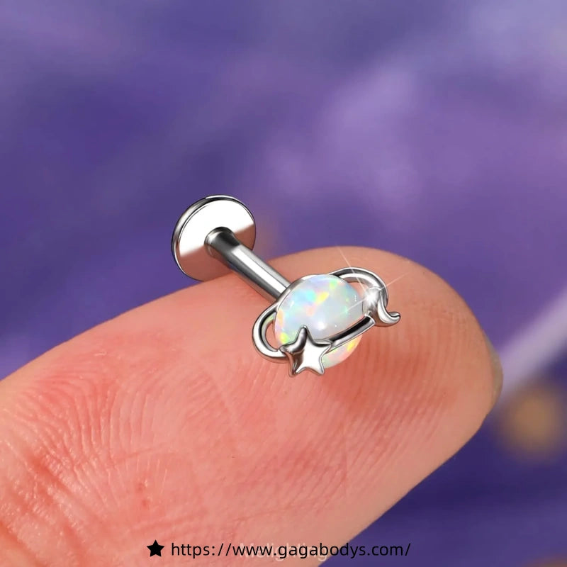 16G Opal Lip Studs, Ear Studs - Planet and Star Design
