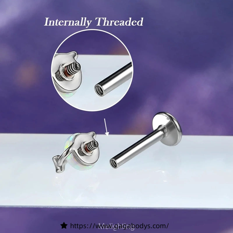 16G Opal Lip Studs, Ear Studs - Planet and Star Design