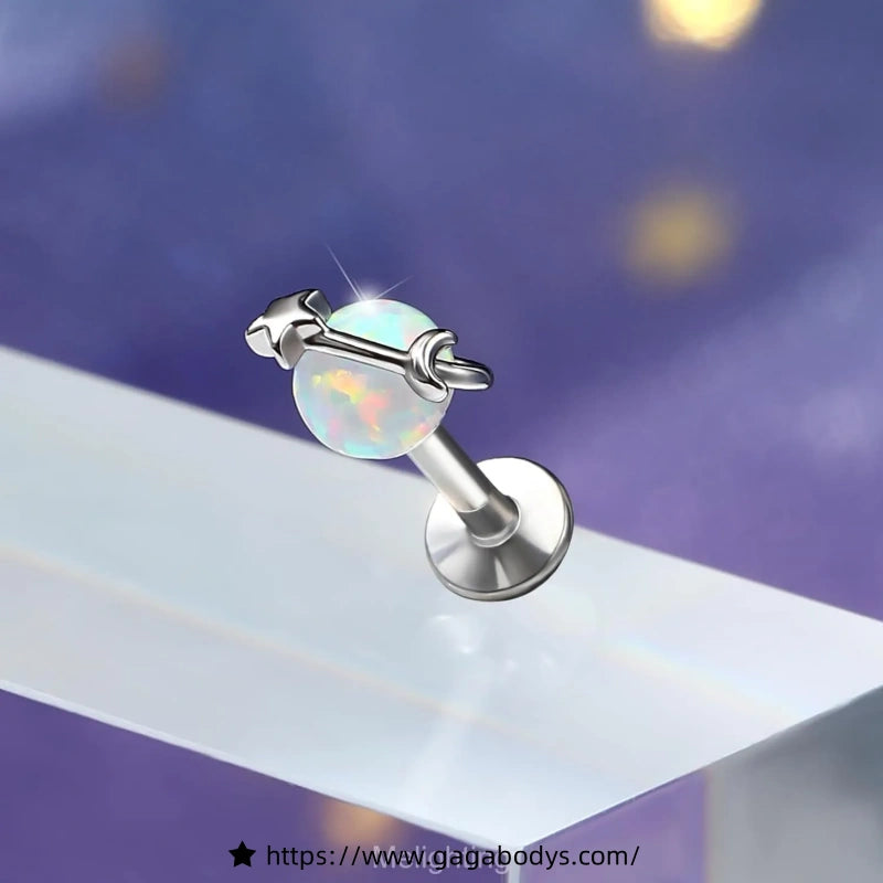 16G Opal Lip Studs, Ear Studs - Planet and Star Design
