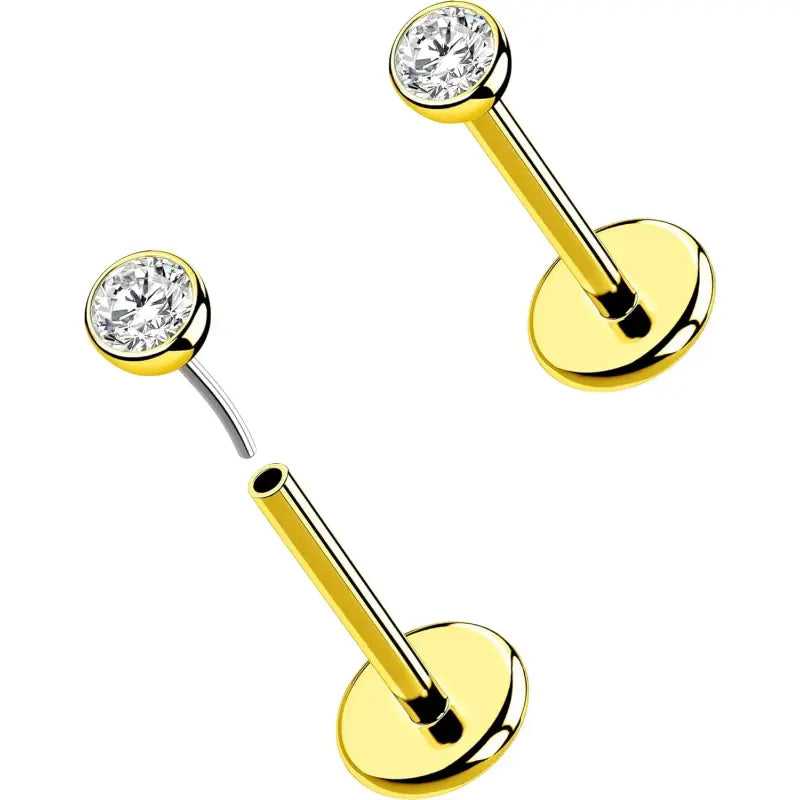 2Pcs Threadless Titanium Nose Studs for Tragus Helix Lip