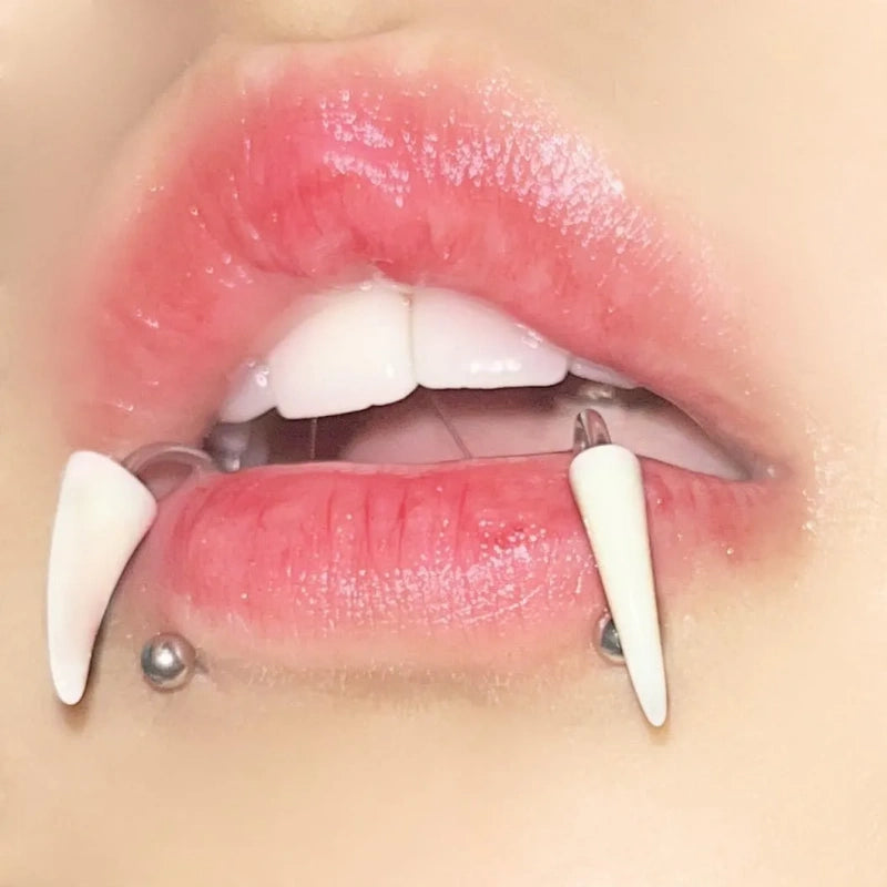 2Pcs Vampire Fang Lip Rings – Snake Bite Piercing Set