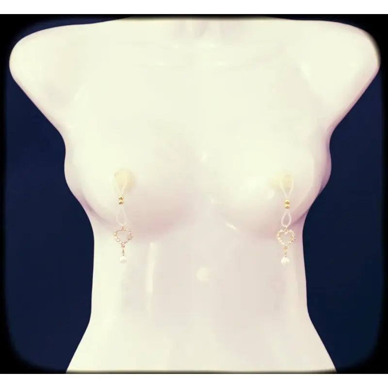 Gold Heart Pearl Non-Piercing Nipple Chain Jewelry