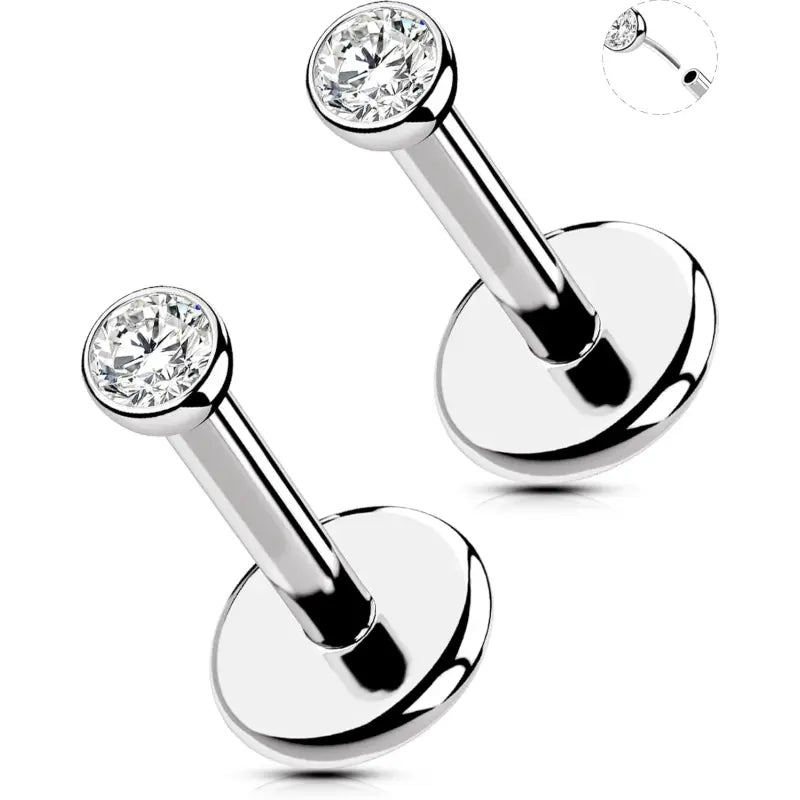 2Pcs Threadless Titanium Nose Studs for Tragus Helix Lip
