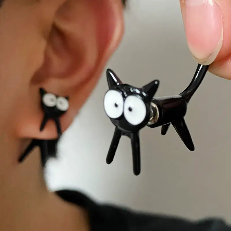 Cute Cat Piercing Earrings in Alloy with Removable Charm