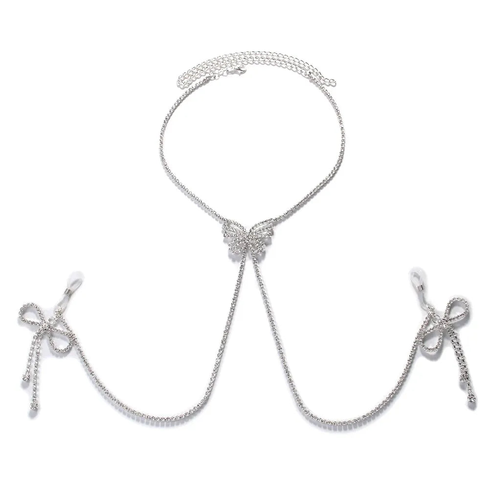 Rhinestone Bow Nipple Chain Body Jewelry for Women