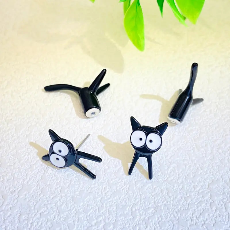 Cute Cat Piercing Earrings in Alloy with Removable Charm