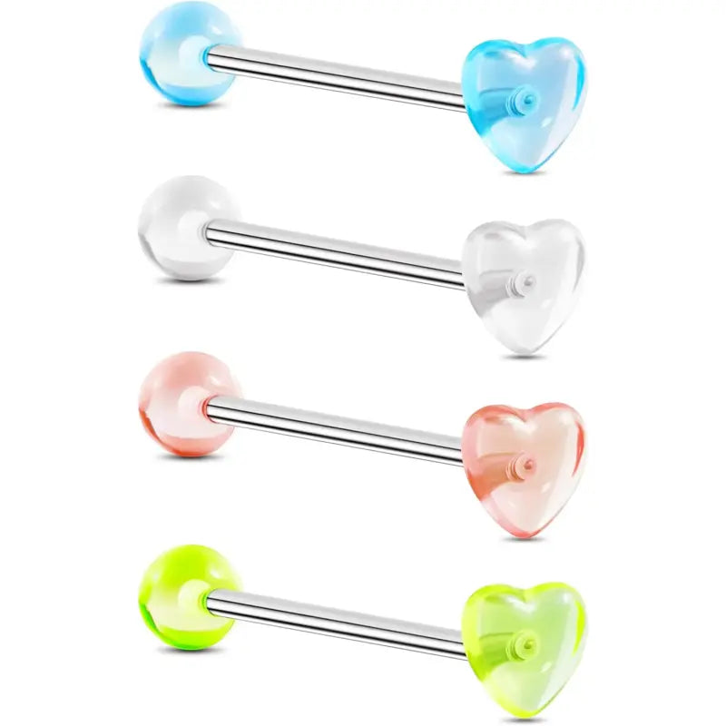 4Pcs Star Acrylic Tongue Rings – G23 Titanium 14G Jewelry