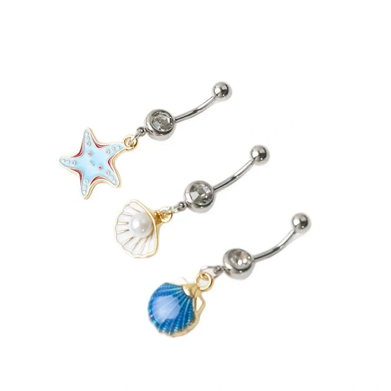 New Ocean Series Sweet Belly Button Ring, Shell &Pearl