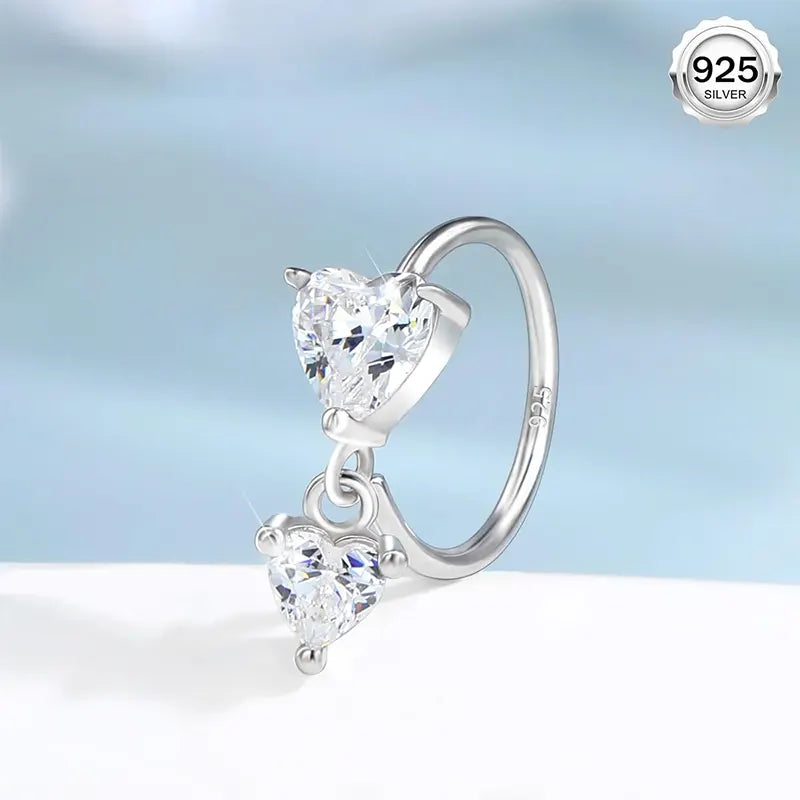 925 Sterling Silver Heart Nose Hoop