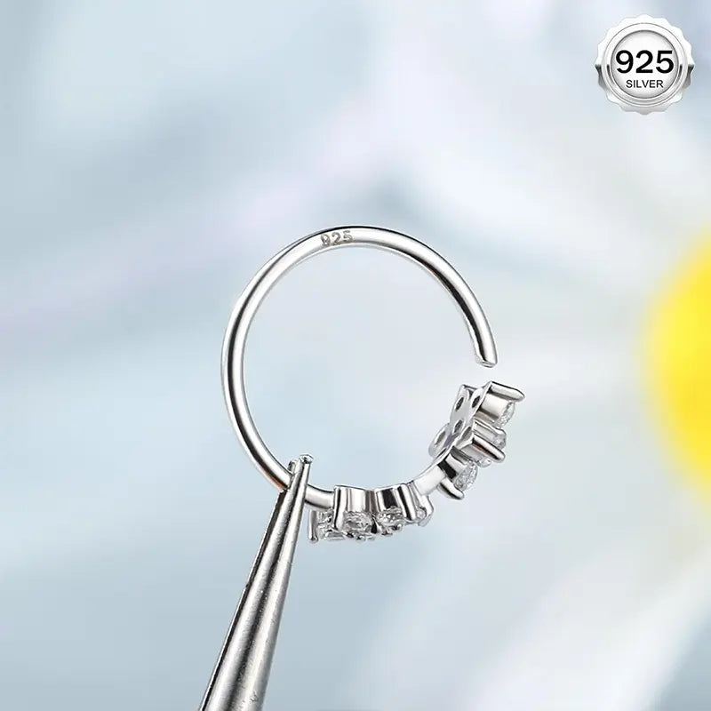 925 Sterling Silver Flower Nose Hoop