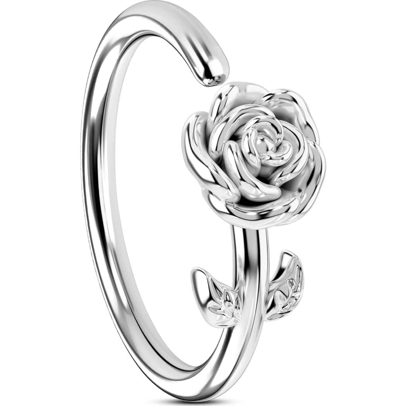 20G Stainless Steel Rose Flower Nose Ring