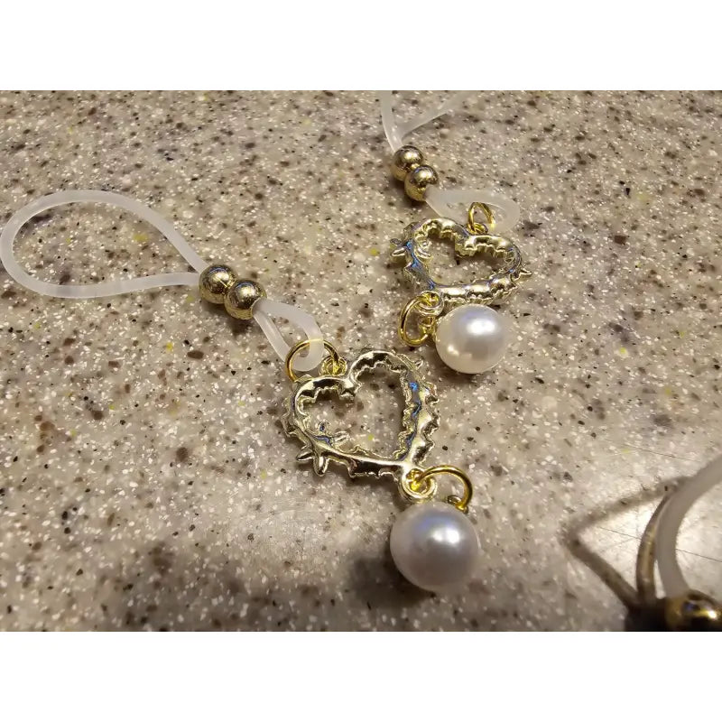 Gold Heart Pearl Non-Piercing Nipple Chain Jewelry