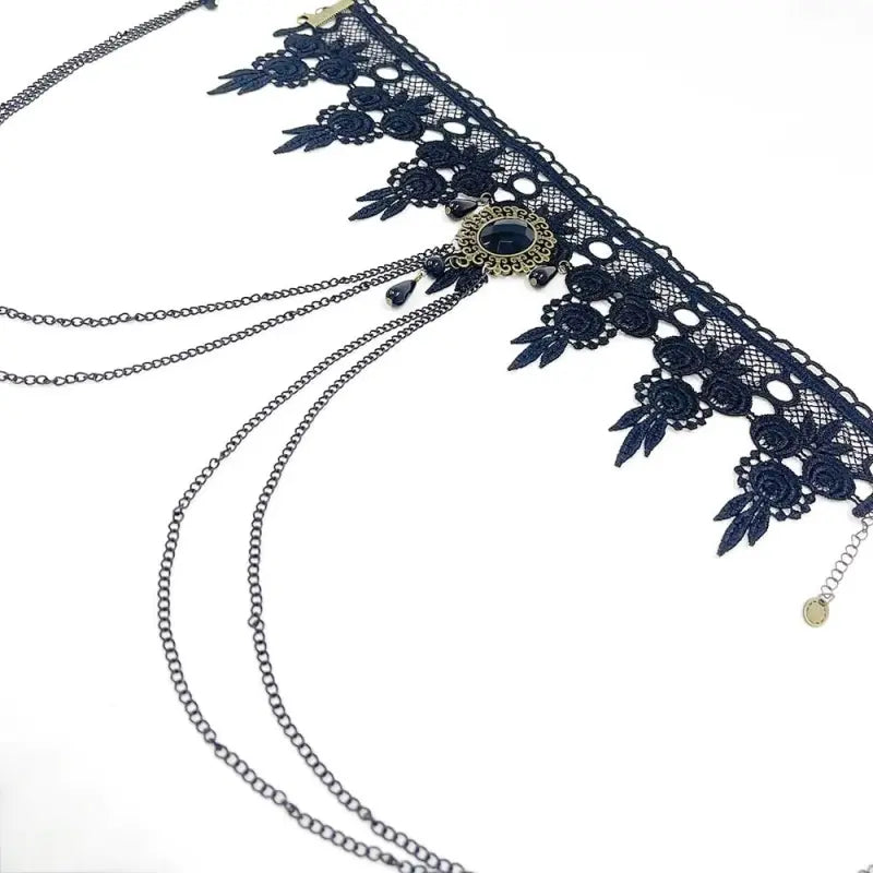 Sexy Fake Nipple Rings & Lace Choker Body Chain Set