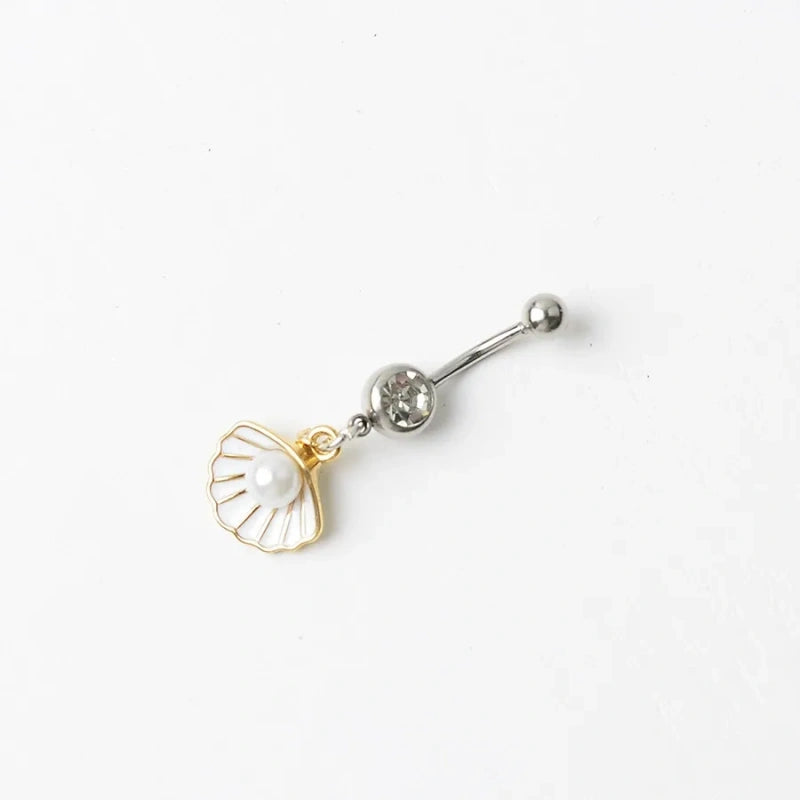 New Ocean Series Sweet Belly Button Ring, Shell &Pearl