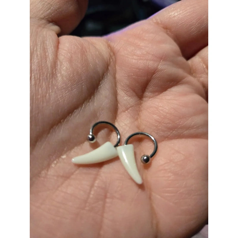 2Pcs Vampire Fang Lip Rings – Snake Bite Piercing Set