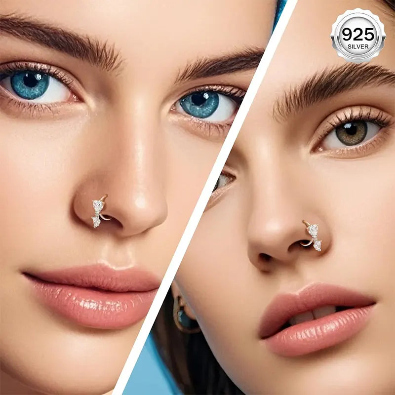 925 Sterling Silver Heart Nose Hoop