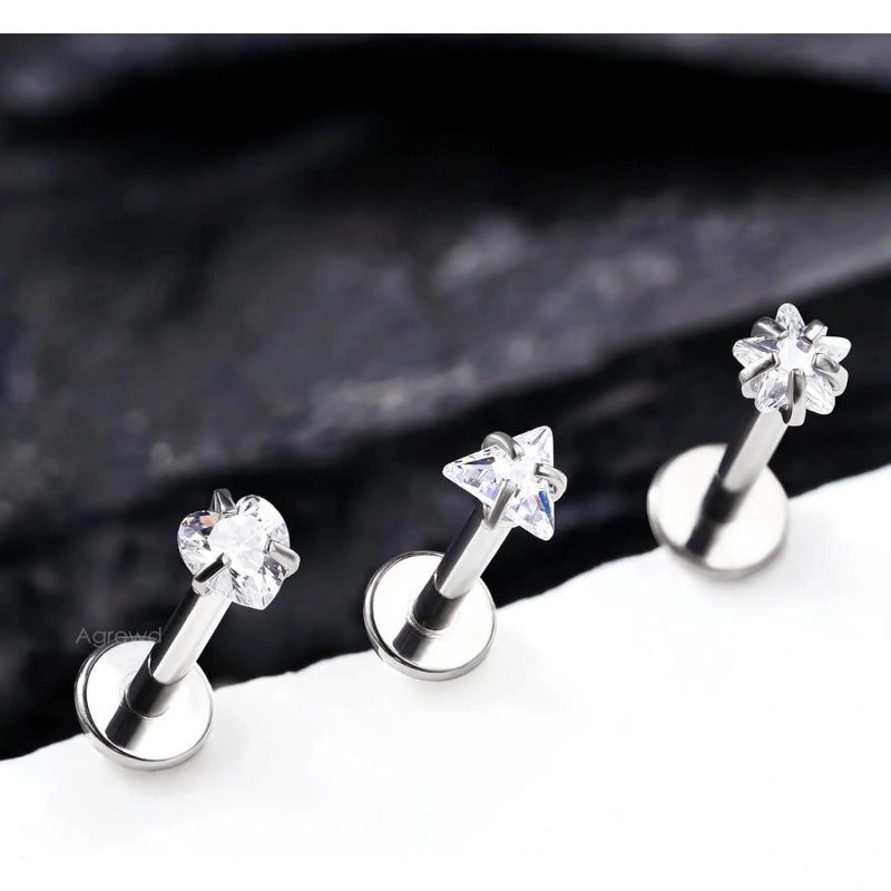 16G G23 Titanium CZ Stud Earrings – Lucky Star