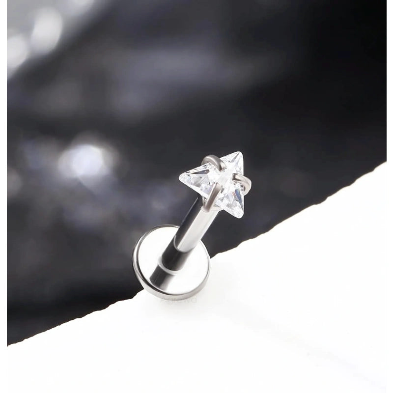 16G G23 Titanium CZ Stud Earrings – Lucky Star
