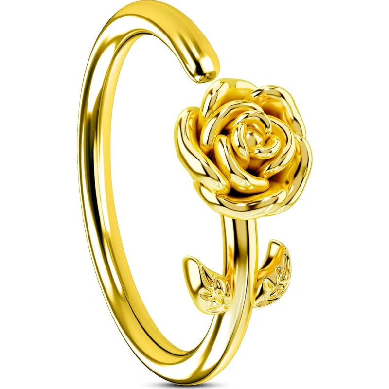 20G Stainless Steel Rose Flower Nose Ring