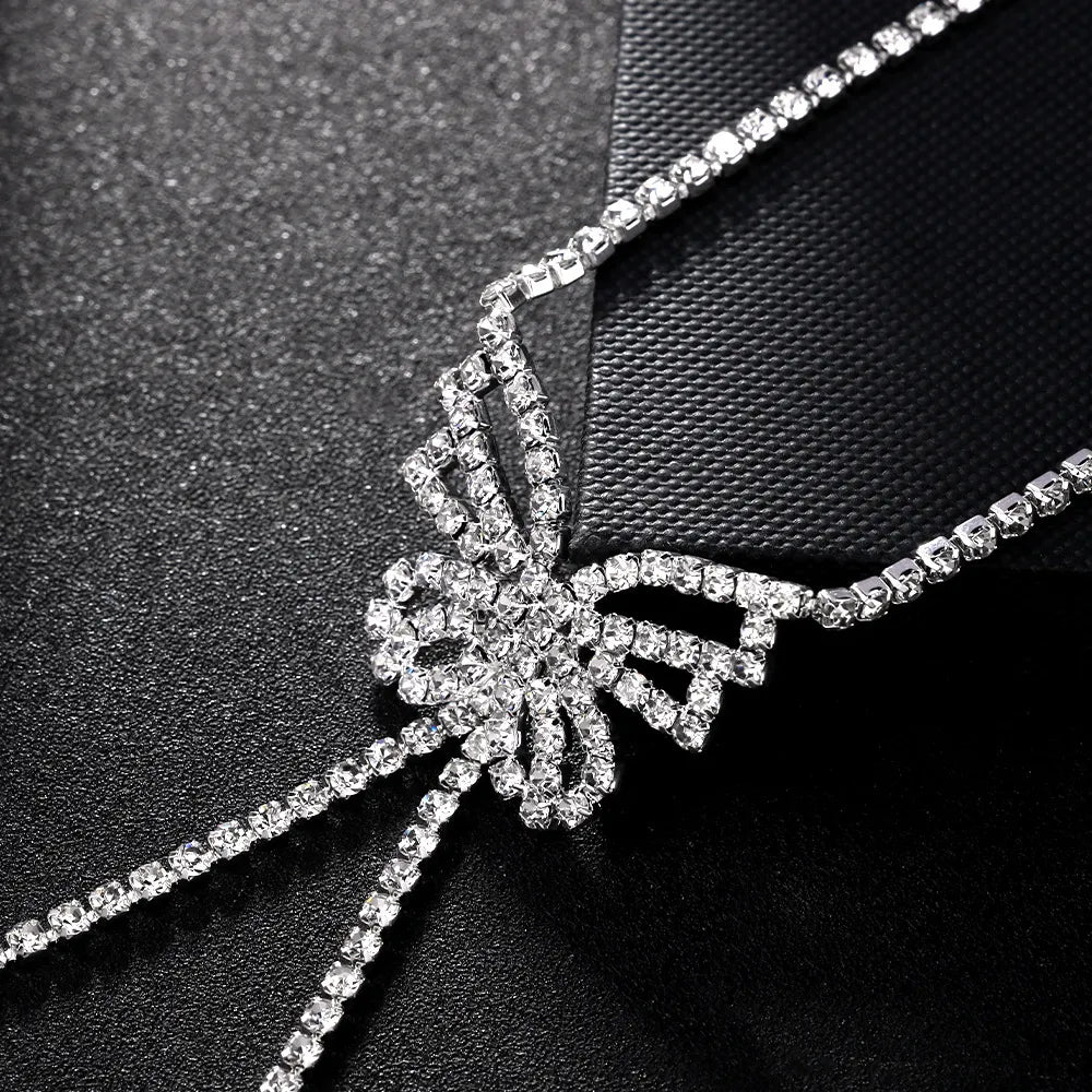 Rhinestone Bow Nipple Chain Body Jewelry for Women