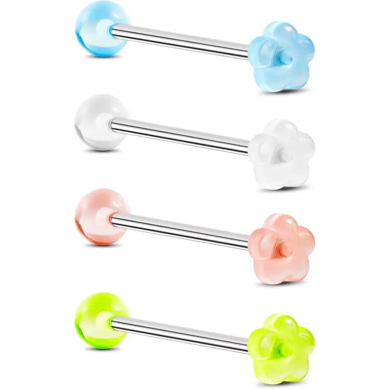 4Pcs Star Acrylic Tongue Rings – G23 Titanium 14G Jewelry