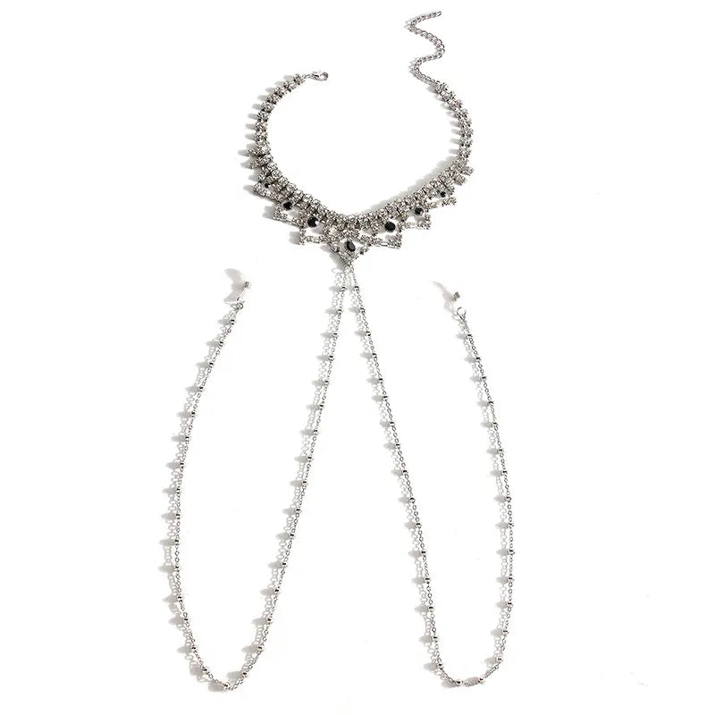 Luxury Rhinestone Nipple Chains with Metal Beads for Women