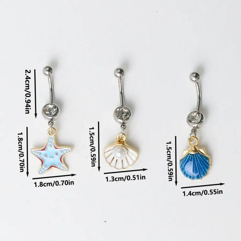 New Ocean Series Sweet Belly Button Ring, Shell &Pearl
