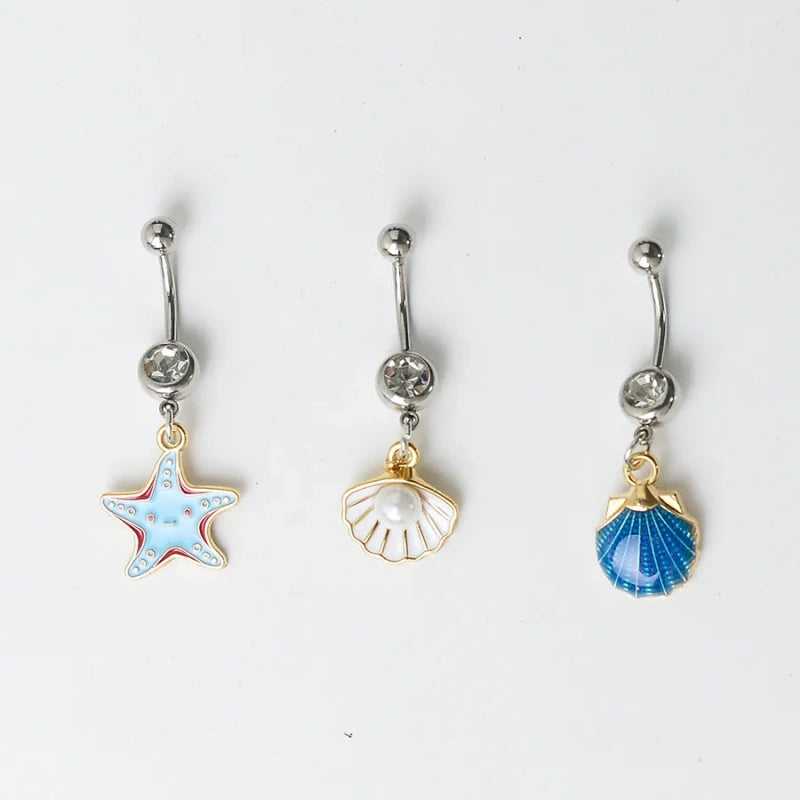 New Ocean Series Sweet Belly Button Ring, Shell &Pearl