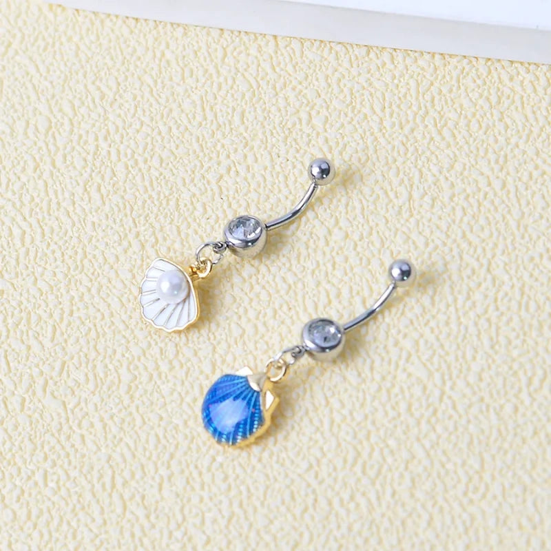New Ocean Series Sweet Belly Button Ring, Shell &Pearl