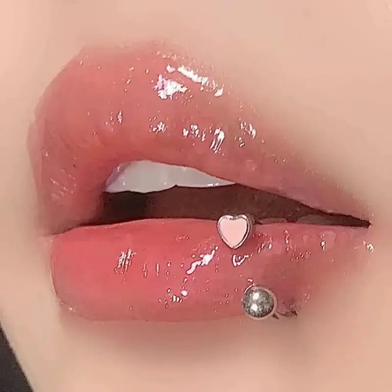 16G heart shaped lip ring set titanium pierced jewelry