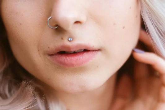 The woman wore a new lip ring